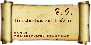 Hirschenhauser Irén névjegykártya
